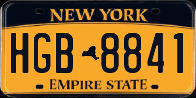 NY license plate HGB8841