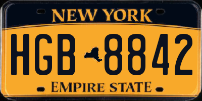 NY license plate HGB8842