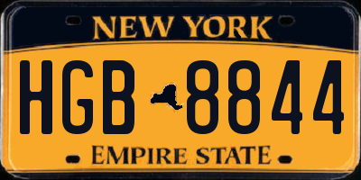 NY license plate HGB8844