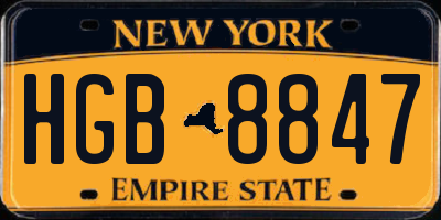 NY license plate HGB8847