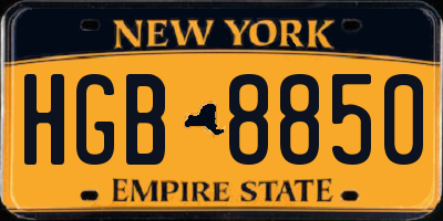 NY license plate HGB8850