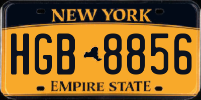 NY license plate HGB8856