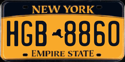 NY license plate HGB8860