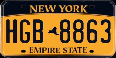 NY license plate HGB8863