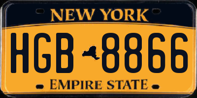 NY license plate HGB8866