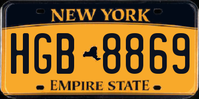 NY license plate HGB8869