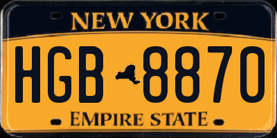 NY license plate HGB8870