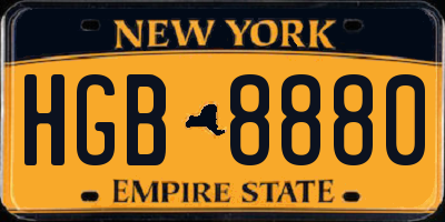 NY license plate HGB8880