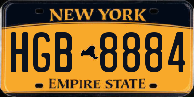 NY license plate HGB8884
