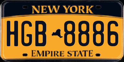 NY license plate HGB8886