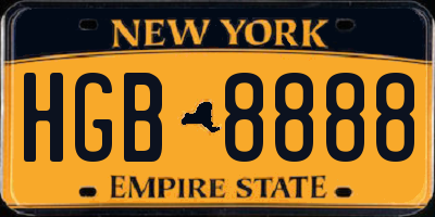 NY license plate HGB8888