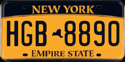 NY license plate HGB8890
