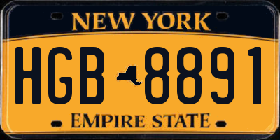 NY license plate HGB8891