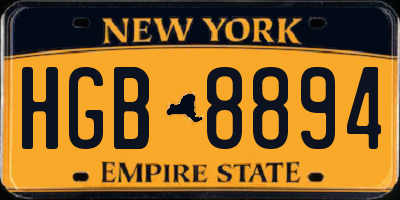 NY license plate HGB8894