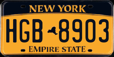 NY license plate HGB8903