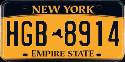 NY license plate HGB8914