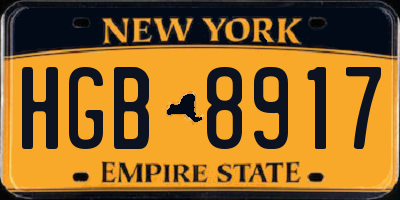 NY license plate HGB8917