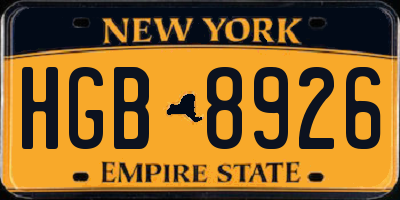 NY license plate HGB8926