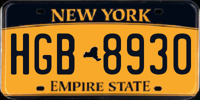 NY license plate HGB8930