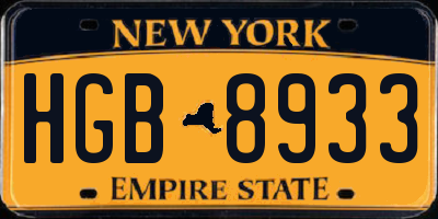 NY license plate HGB8933
