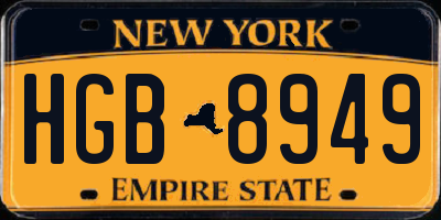 NY license plate HGB8949