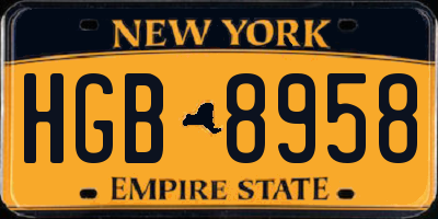 NY license plate HGB8958