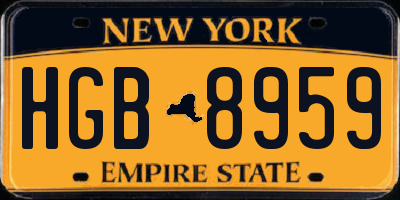 NY license plate HGB8959