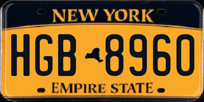 NY license plate HGB8960