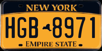 NY license plate HGB8971
