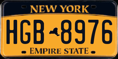NY license plate HGB8976