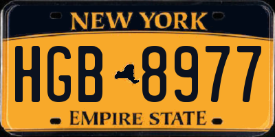 NY license plate HGB8977