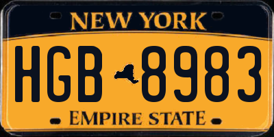 NY license plate HGB8983