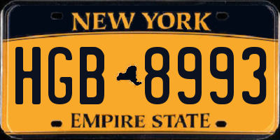 NY license plate HGB8993