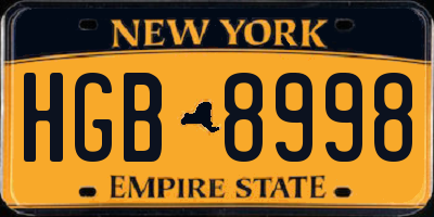 NY license plate HGB8998