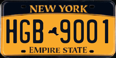 NY license plate HGB9001