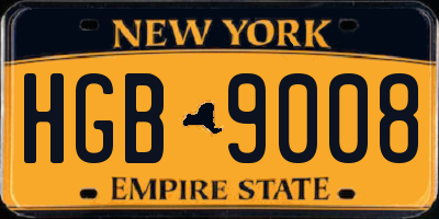 NY license plate HGB9008