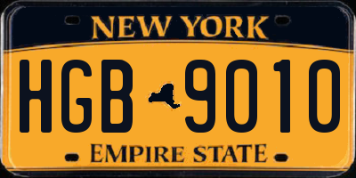 NY license plate HGB9010