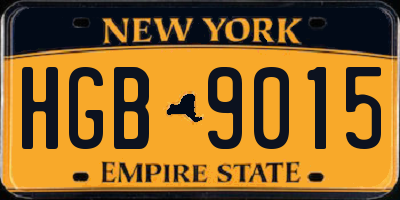 NY license plate HGB9015