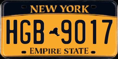 NY license plate HGB9017