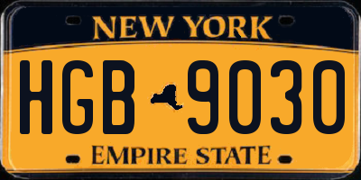 NY license plate HGB9030