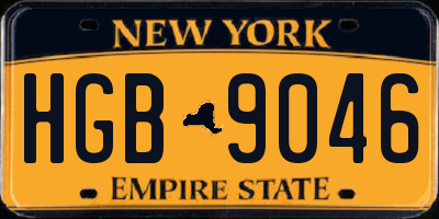 NY license plate HGB9046