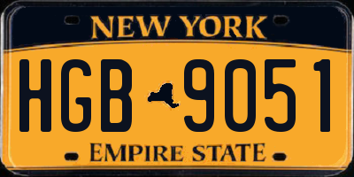 NY license plate HGB9051