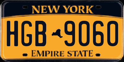 NY license plate HGB9060