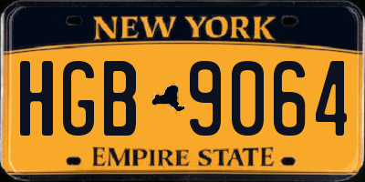 NY license plate HGB9064