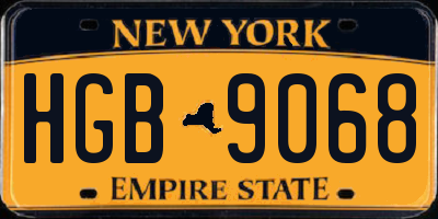NY license plate HGB9068