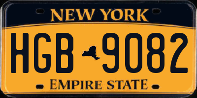 NY license plate HGB9082