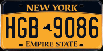 NY license plate HGB9086