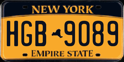 NY license plate HGB9089