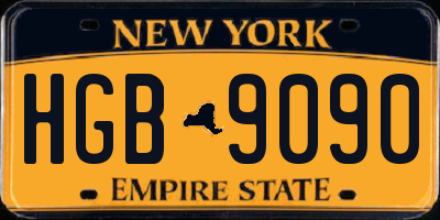 NY license plate HGB9090