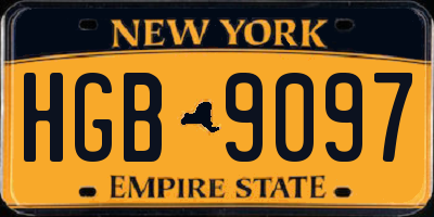 NY license plate HGB9097